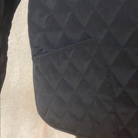 Julia Klein Black Quilted Jacket, PM, plaid lining - Picture 3 of 13